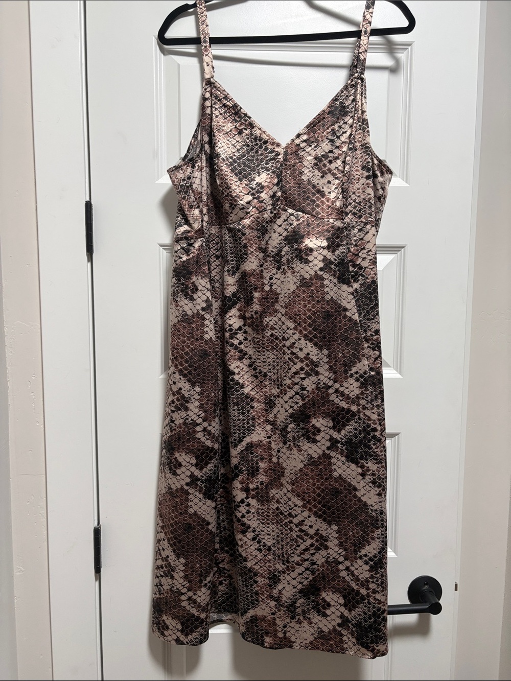 torrid Snake-Print Slip Midi Dress in Brown and Black
